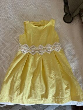 Janie and Jack Yellow Dress with White Lace Waist
